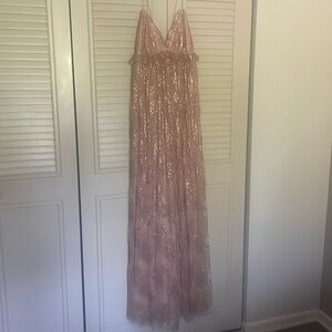 Marchesa Notte Metallic Halter Gown Size 12